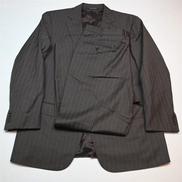 Ermenegildo Zegna 44R 36x30 Brown Striped 100% Wool Mila Mens Jacket Pants Suit